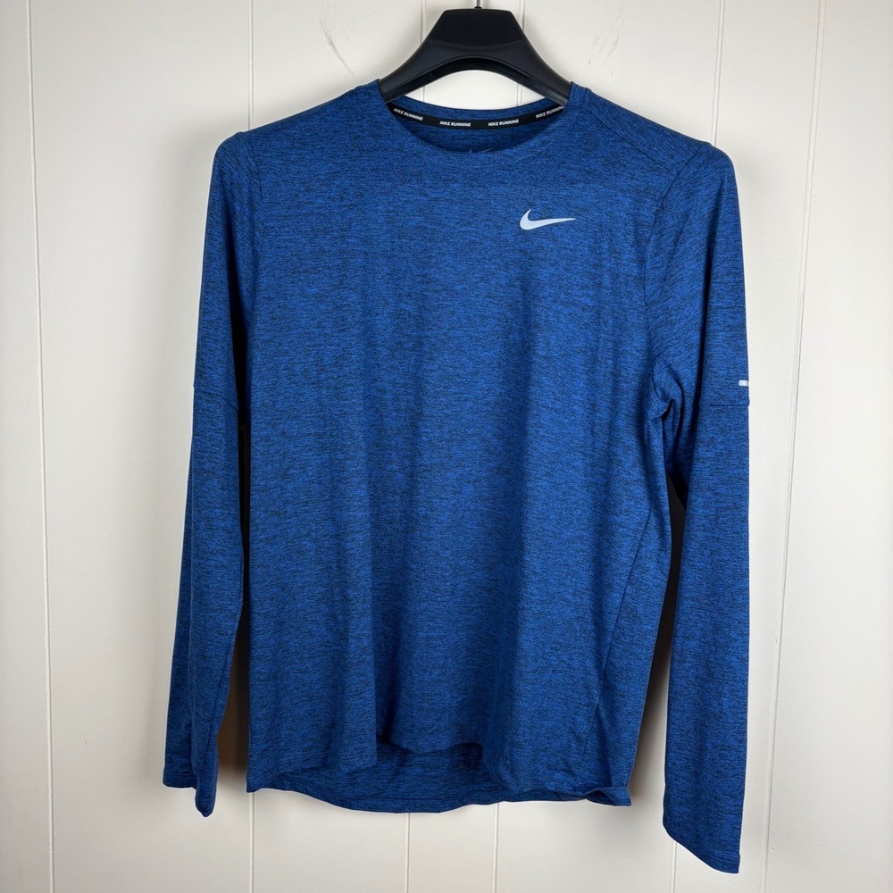 Nike Running Dri-FIT Shirt Mens Large Blue Heather Long Sleeve Performance Tee